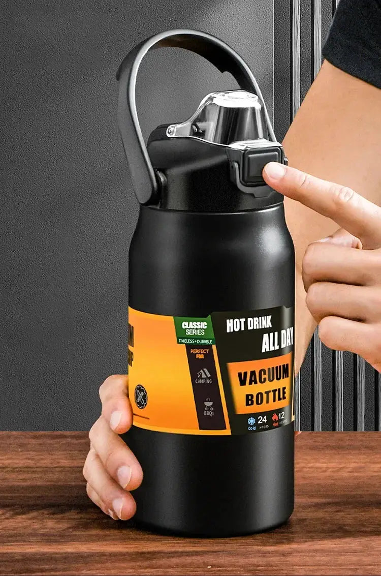 Outdoor Stainless Steel Vacuum Insulated Thermos Mug With Straw