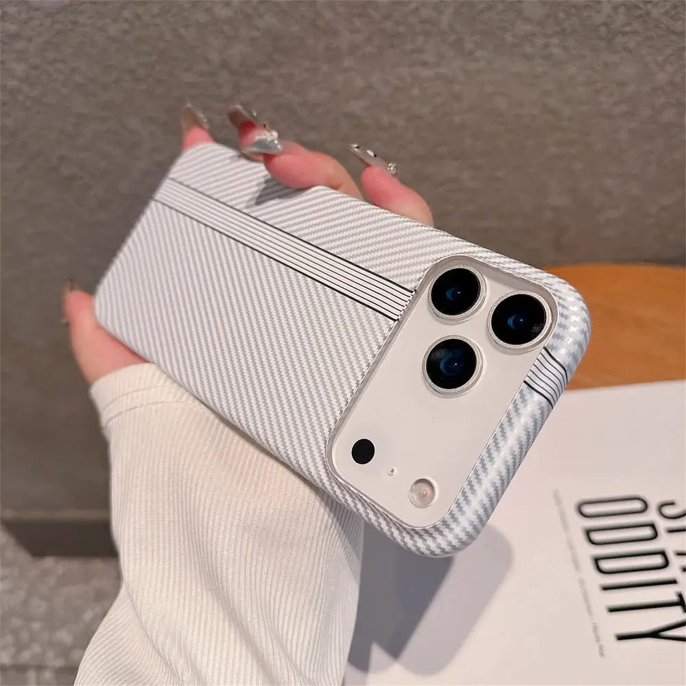 Kevlar carbon fibre PC hard case for iPhone with silver carbon pattern