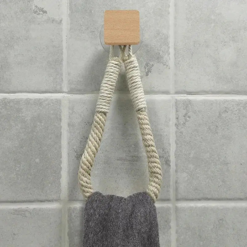 Nail Free HomeNest Rope Paper Towel Holder No Tools Needed Wall Mount For Kitchen And Bathroom Durable Rope Design