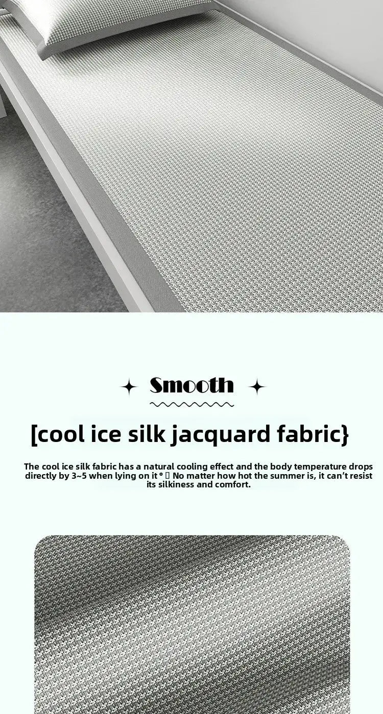 Ice silk jacquard cooling sleeping mat by Simples Market for dorm beds, breathable nonwoven cover.