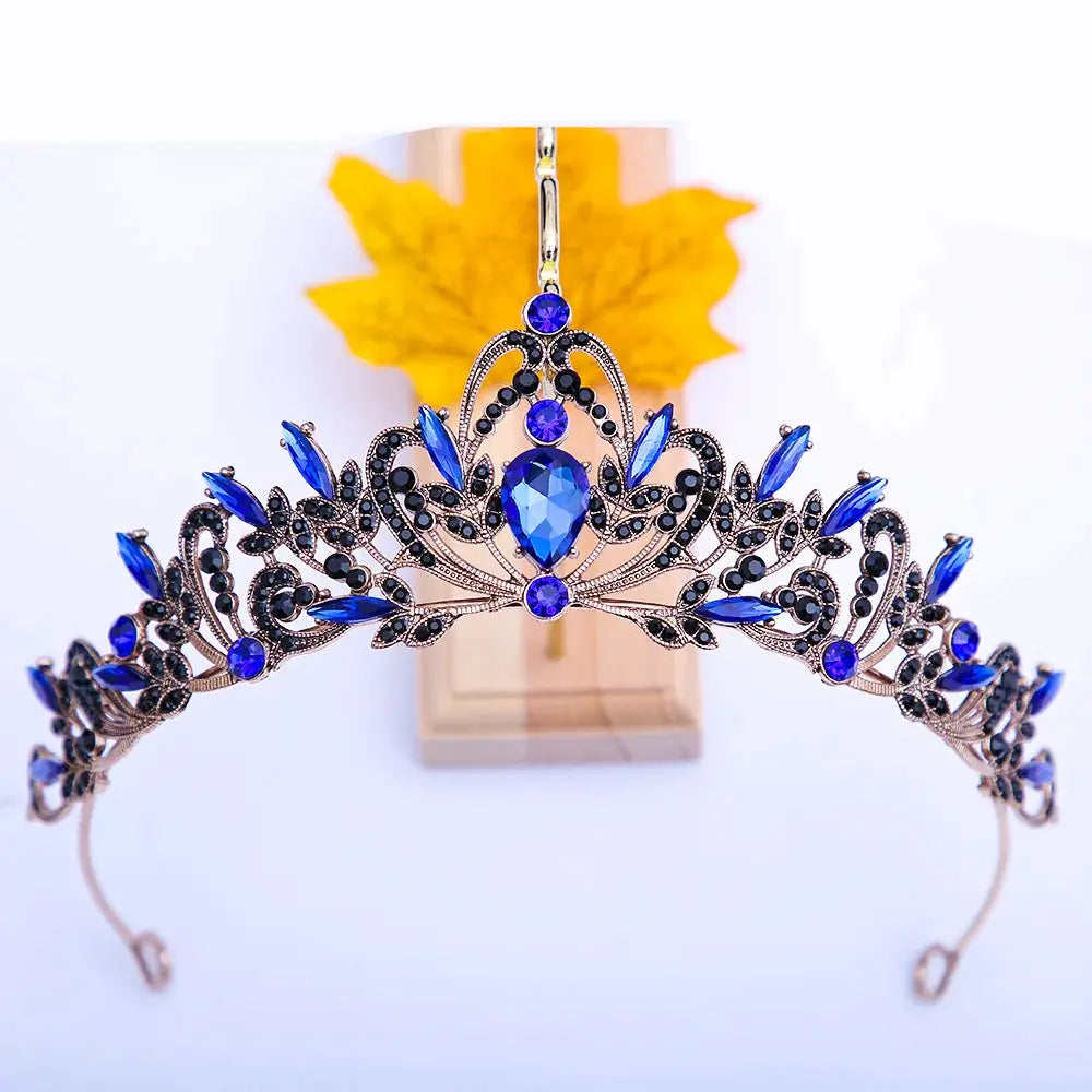 Purple Bridal Headwear Crystal Crown For Women Grand Party Tiara Wedding And Birthday Accessory