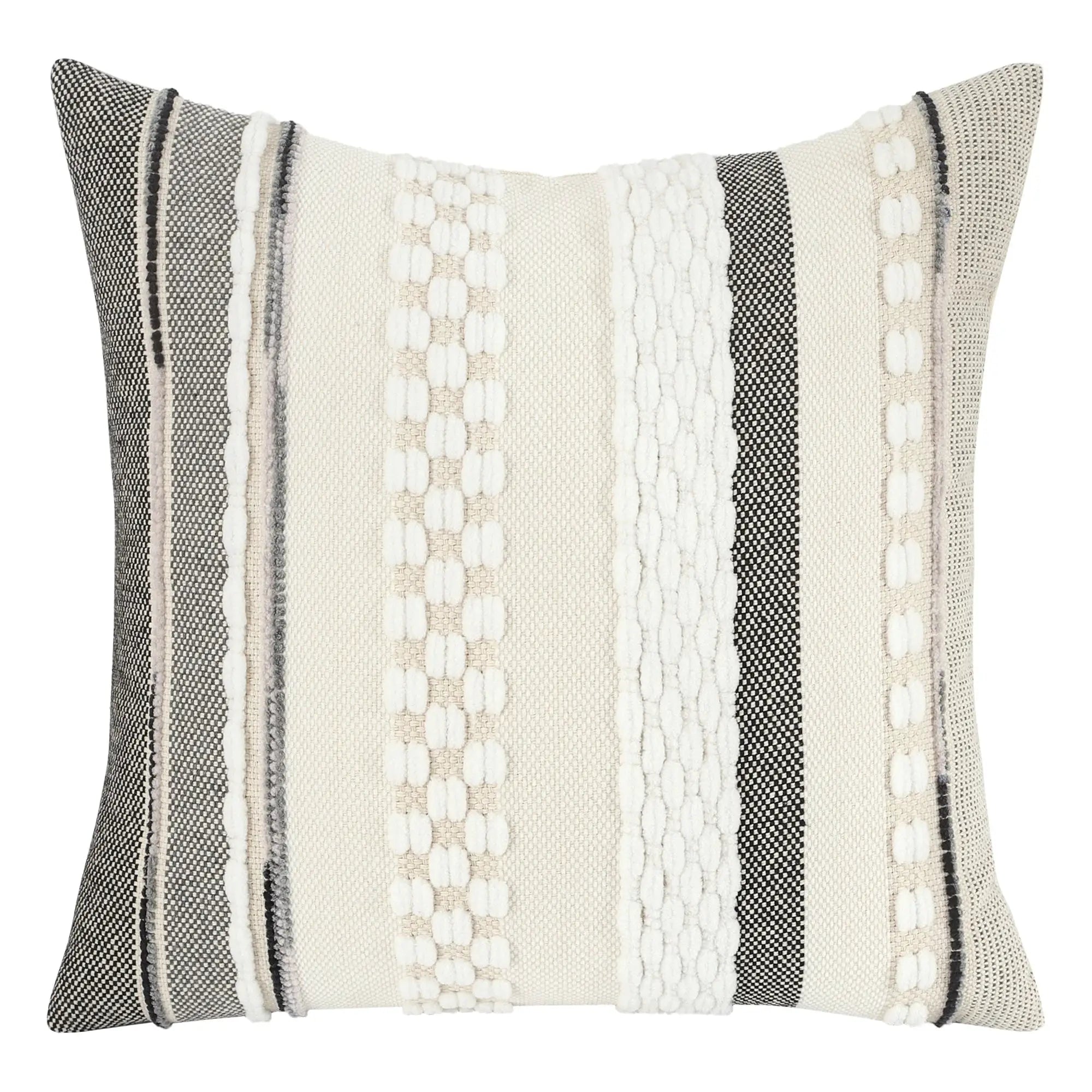 Simples Market Boho throw pillow cover 18x18 in beige cream striped chenille