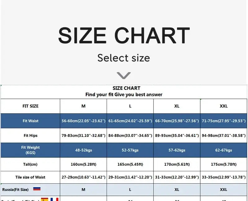 FINETOO 3-Piece cotton panties size chart for women (M–XXL) showing waist, hips and weight ranges