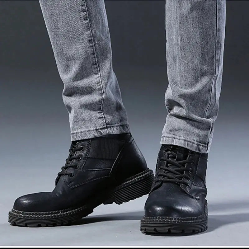 Men's jeans, gray Korean-style slim-fit denim with elastic mid-rise waist
