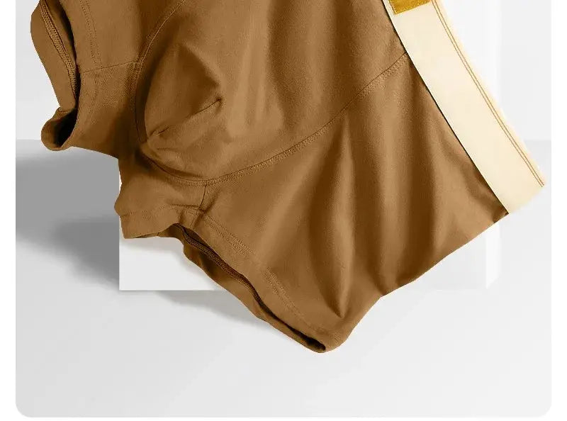 Simples Market men's brown cotton boxer shorts with beige waistband