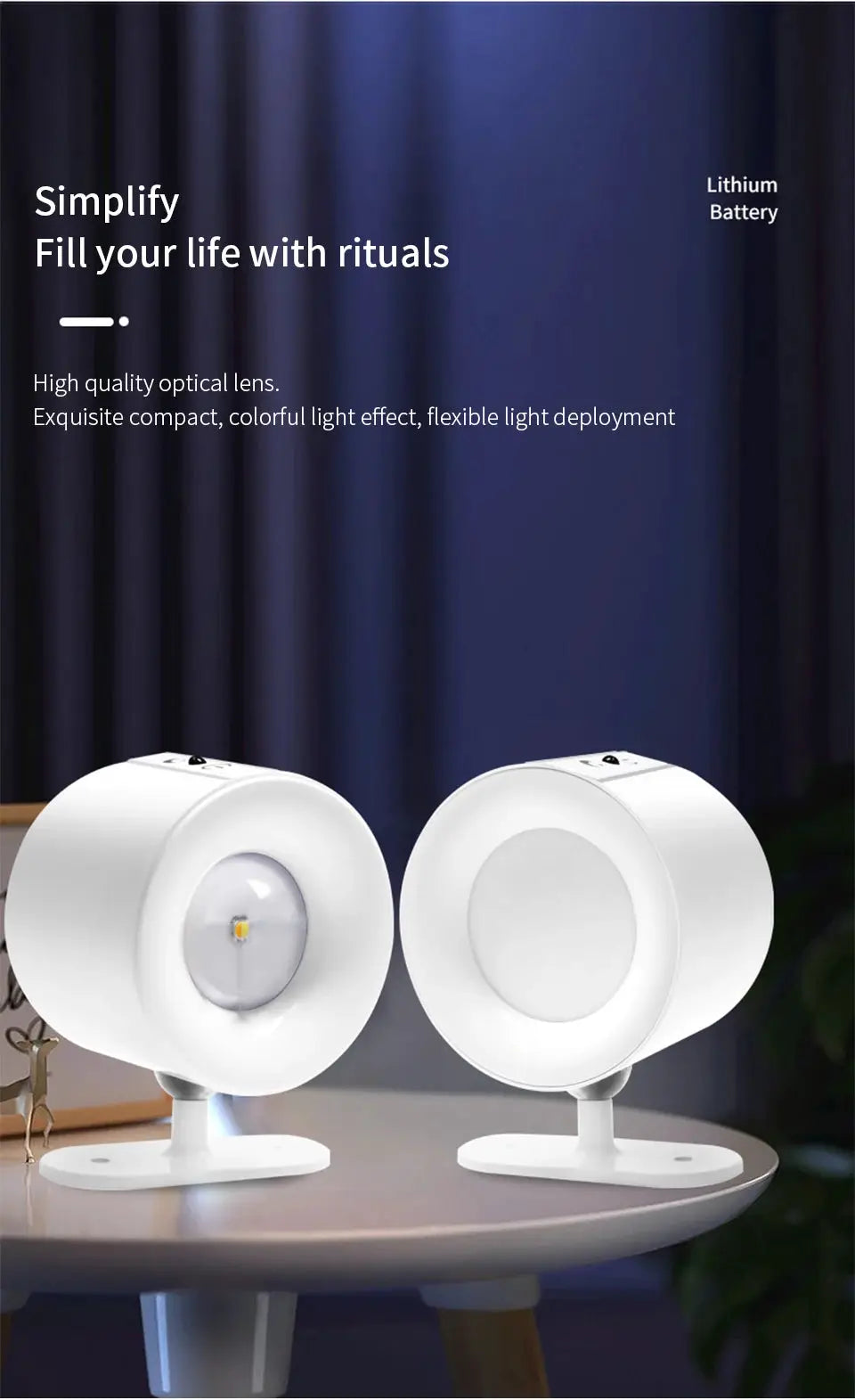 LED wall sconces, two white touch-control double-head lamps with 360° rotatable heads (2-pack)