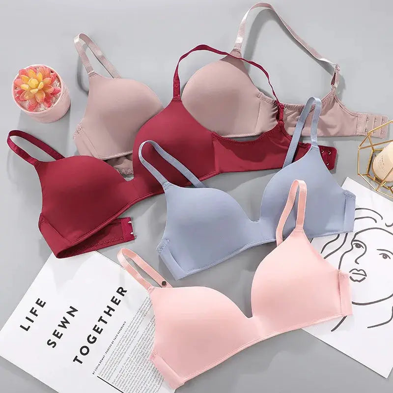Simples Market women's seamless no-wire push-up bra set, 6-color assortment, breathable lightweight cups