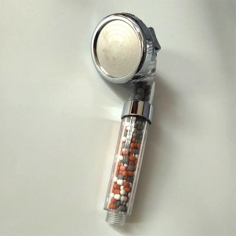 Simples Market spa handheld shower head, chrome finish with bead-filled transparent handle
