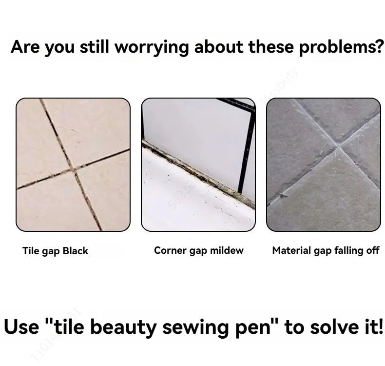 Grout pen waterproof tile marker for wall and floor grout repair by Simples Market in black, white, beige.