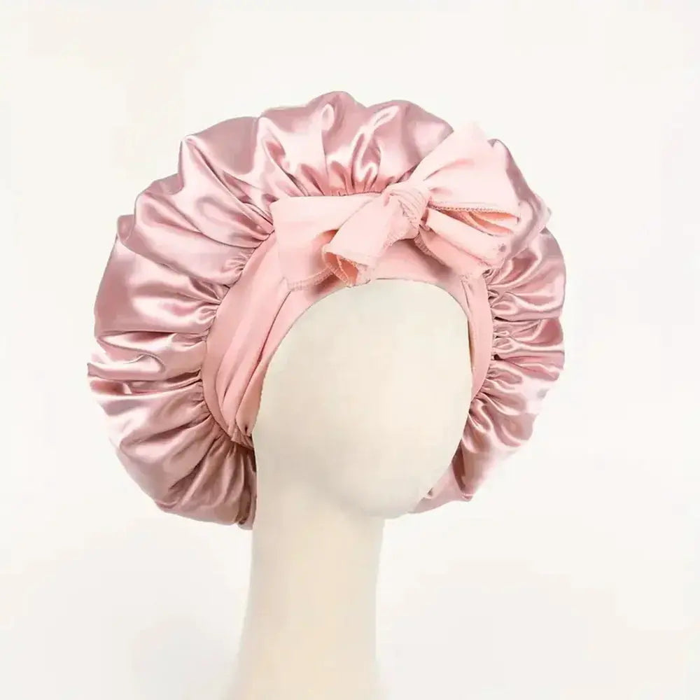 SilkNest Satin Silk Bonnet Adjustable Sleep Cap With Tie Band For Frizz Free Hair Keeps Hair Smooth Overnight