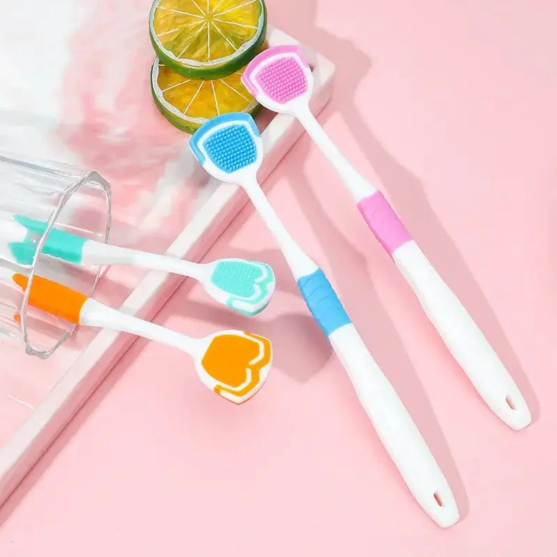 Soft Haired Silicone Tongue Scraper for Adults Reduces Bad Breath and Improves Oral Care