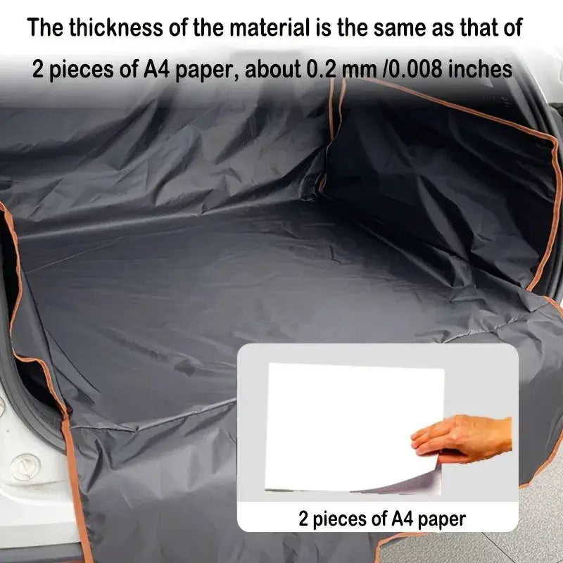 SUV trunk mat, waterproof and scratch-resistant, black with orange edge trim and dirt-resistant backing