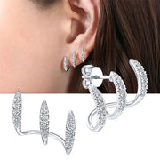 Huitan Silver Claw Stud Earrings With Crystal AAA CZ Stone Modern Design Fashion Accessories For Women 2022 Jewelry