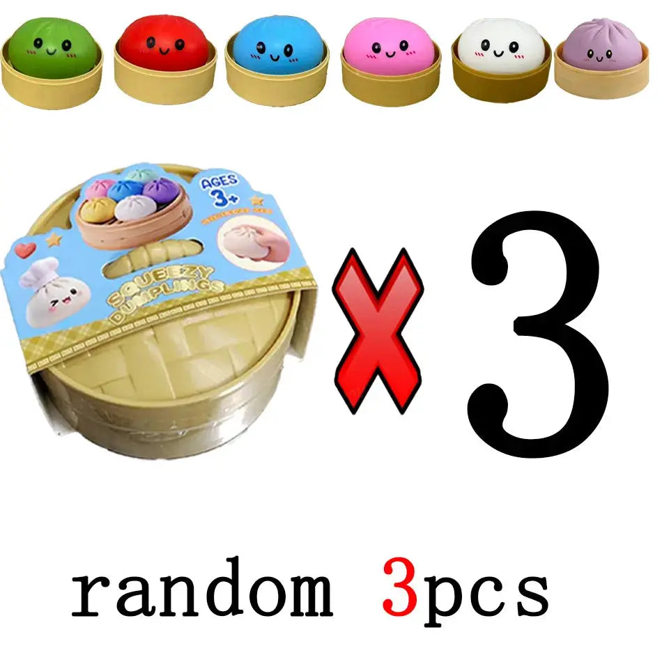 Dumpling Squishies Cute Colorful Bun Toy Slow Rising Stress Relief Fidget for Kids and Adults Anti Anxiety Gift