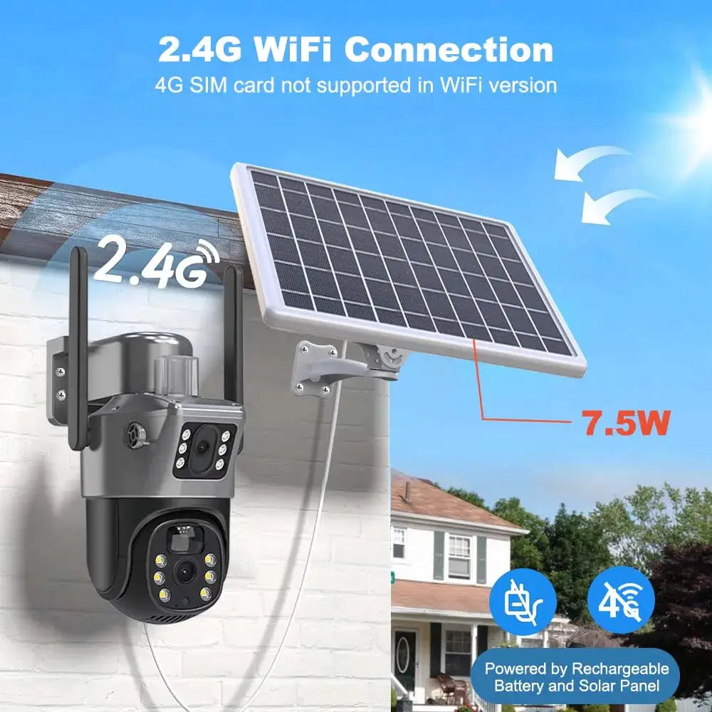 8MP 4K WiFi Solar Security Camera with dual-lens PTZ and solar panel Simples Market