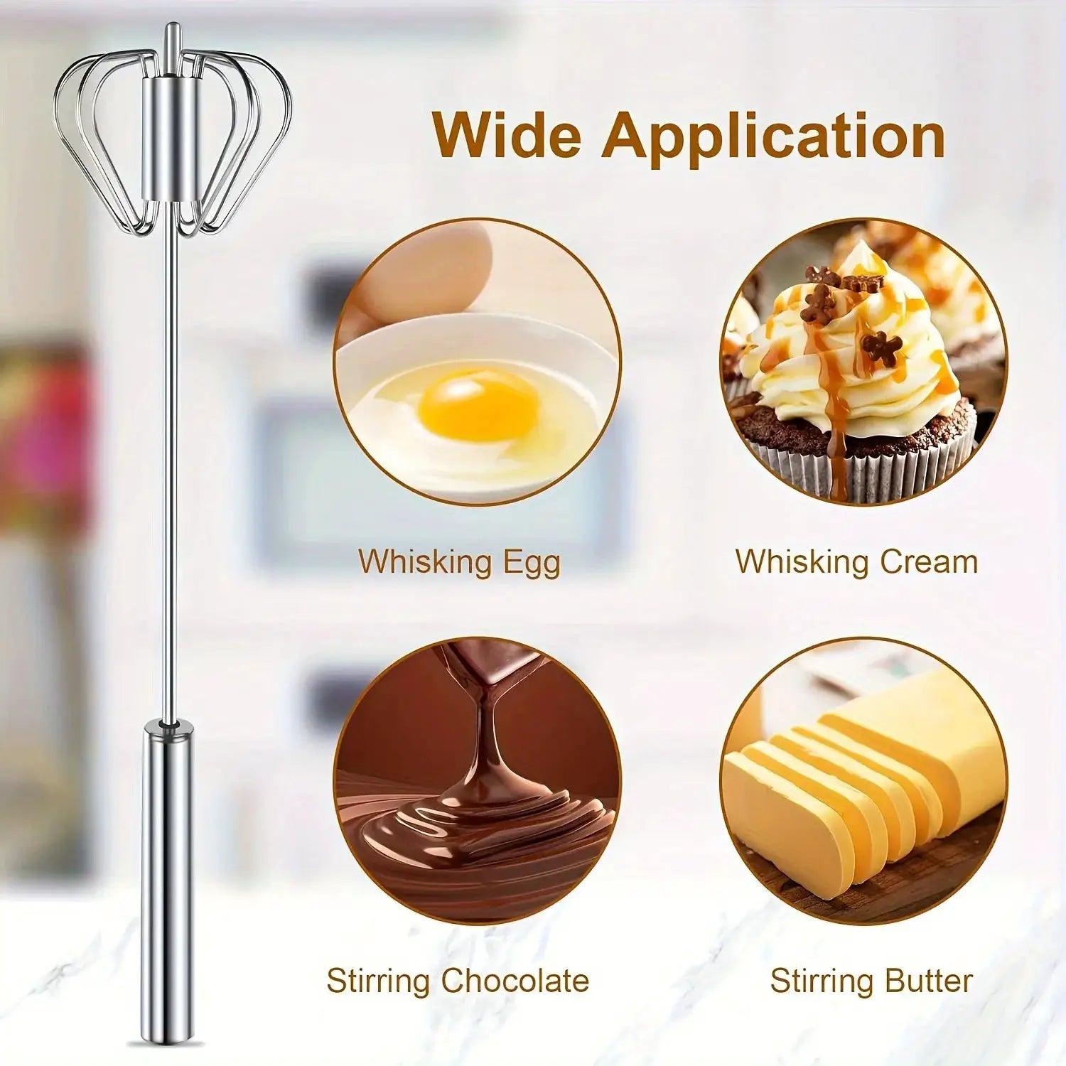 Stainless Steel Egg Beater Semi Automatic Kitchen Mixer For Effortless Egg Beating And Cream Mixing