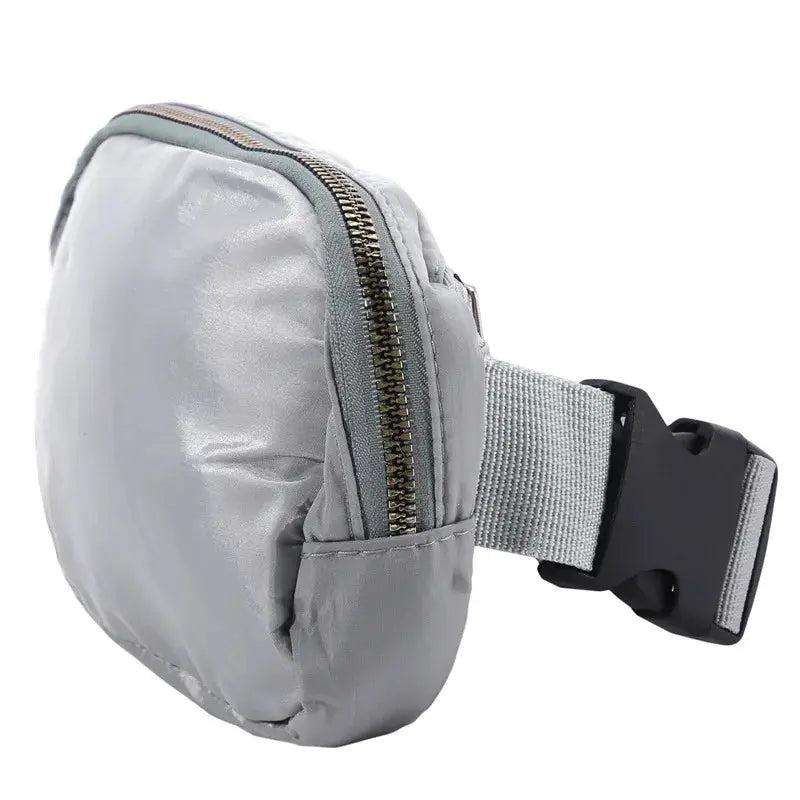 Simples Market gray waist bag with zipper, nylon fabric and adjustable strap.