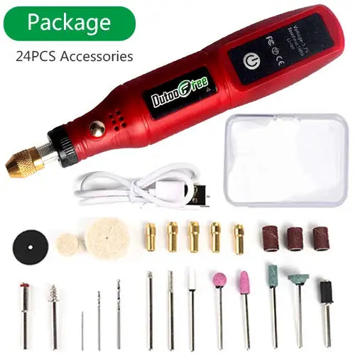 USB Cordless Rotary Engraving Pen Tool Kit For Woodworking Jewelry Metal Glass Mini Wireless Drill With 24 Accessories