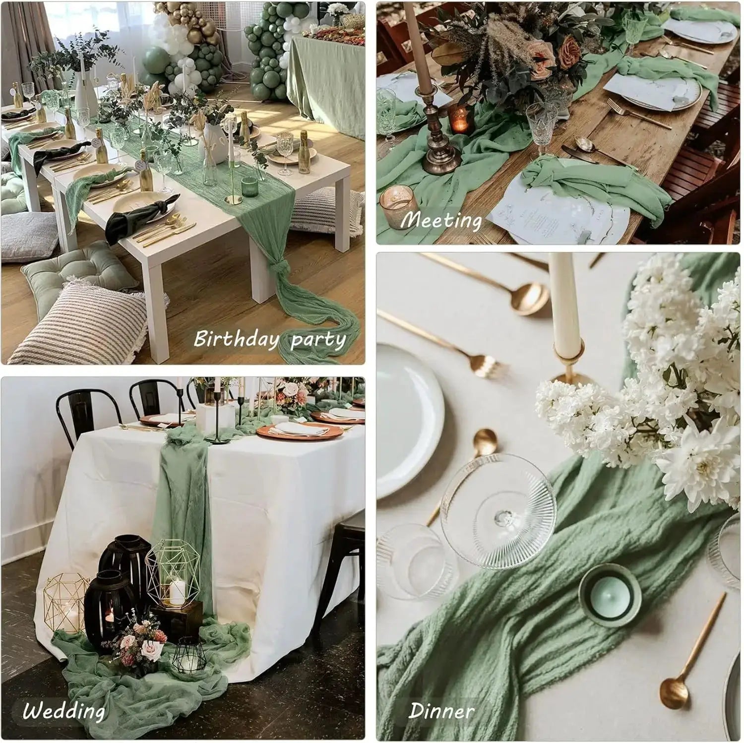 Set Of 10 Dusty Blue Cheesecloth Table Runners 40x270 Cm Boho Gauze Rustic Sheer For Wedding Bridal Shower Banquet