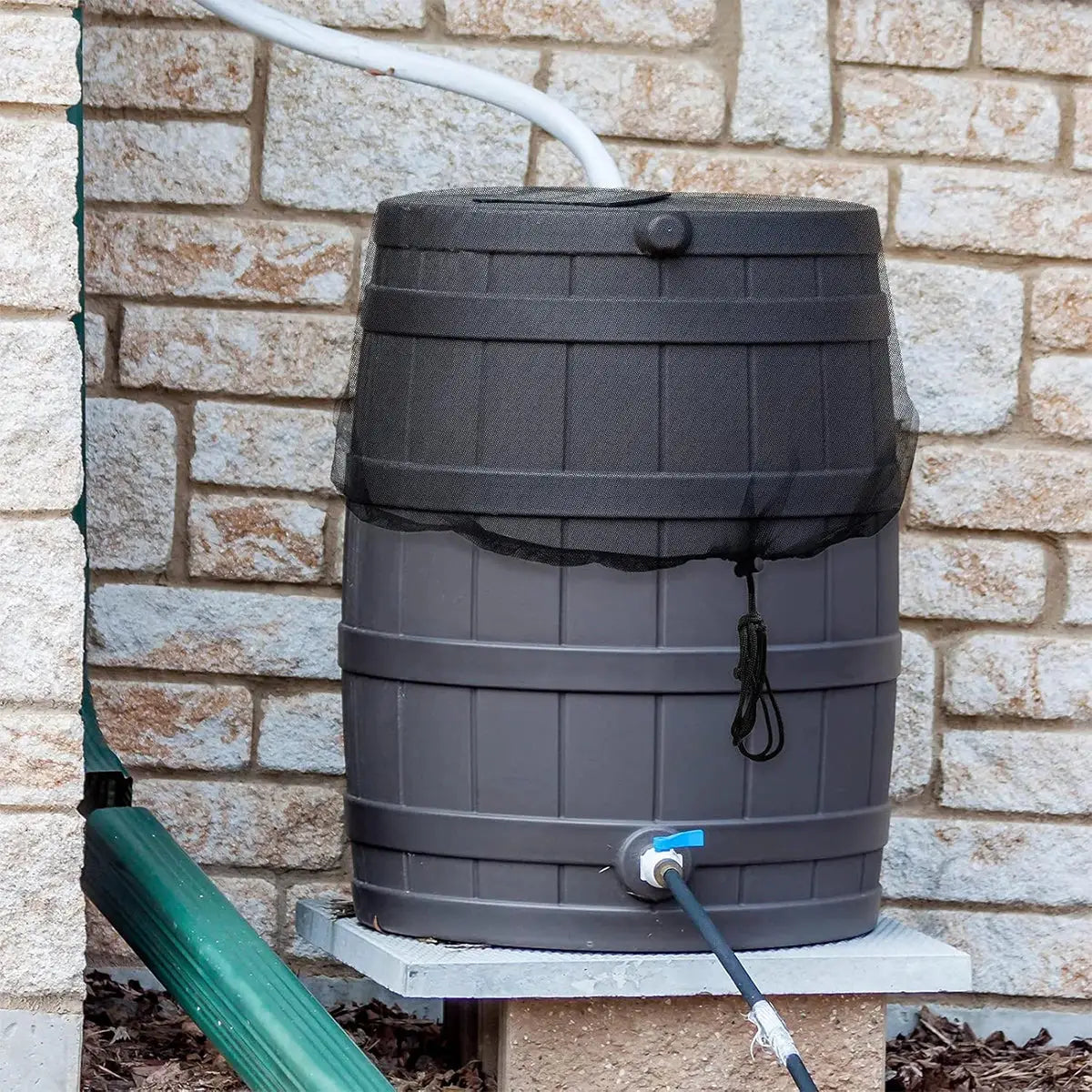 Rain Barrel Mesh Cover With Drawstring For Rainwater Collection Buckets And Tanks Debris Proof Water Net