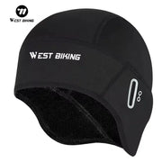 West Biking Winter Fleece Cycling Cap Windproof Thermal Skull Cap Helmet Liner For Men MTB Riding
