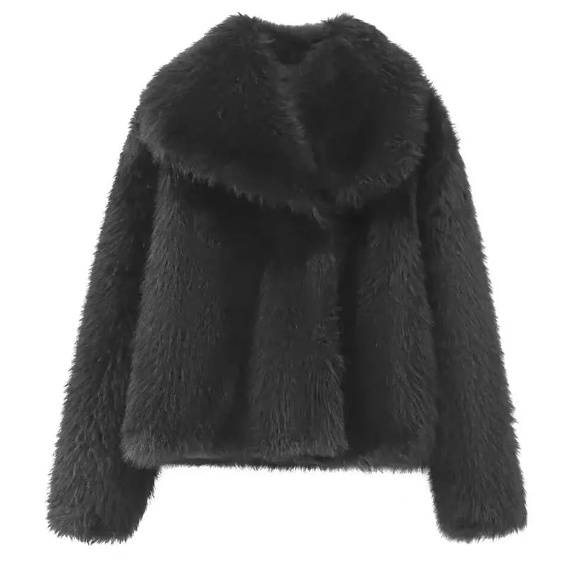 HXAO Womens Plush Burgundy Bomber Jacket Fur Coat For Warm Winter Comfort And Style