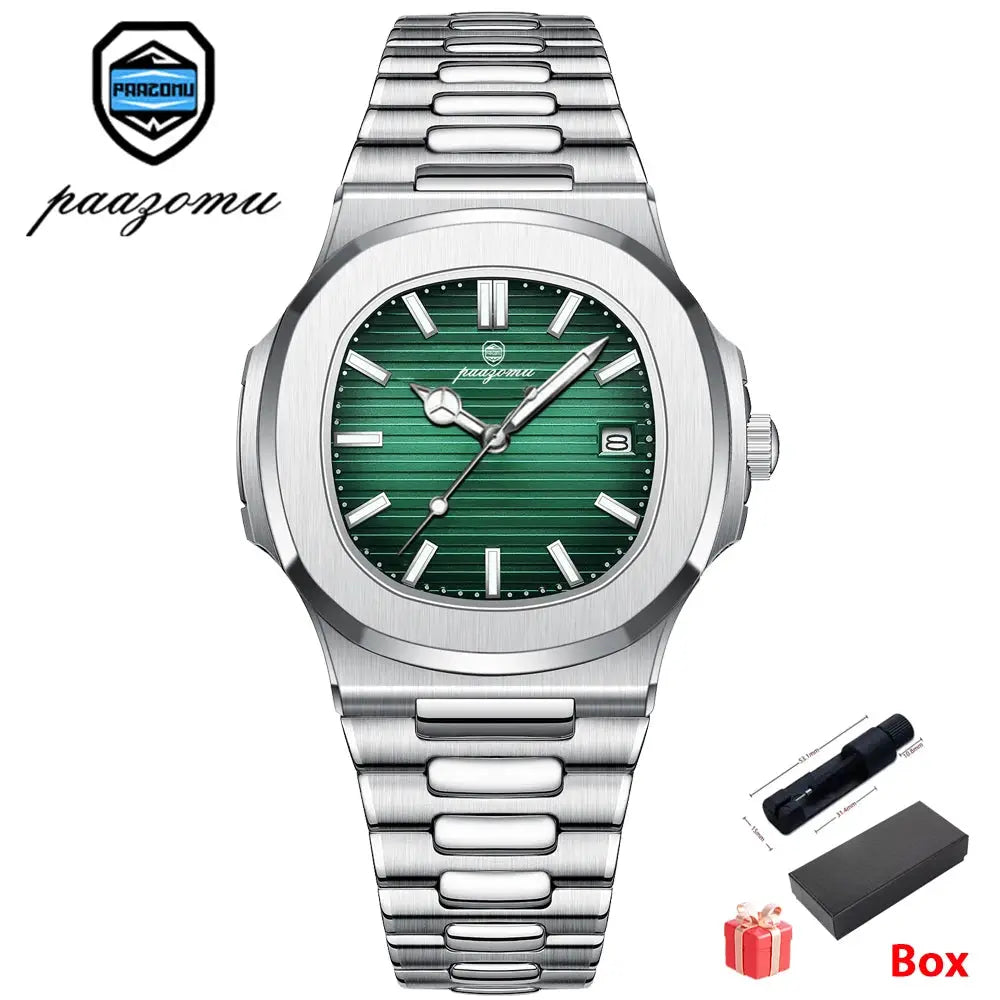 2026 Mens Fashion Watch Stainless Steel Waterproof Luminous Dial Quartz Movement With Date And Week