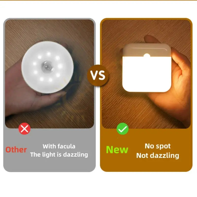 Simples Market motion-sensor LED square lamp with USB charging; bright non-dazzling light for bedroom, kitchen and stairs