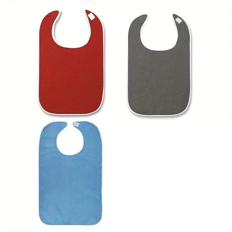 Waterproof adult bib apron set of 3 in red, gray and blue by Simples Market