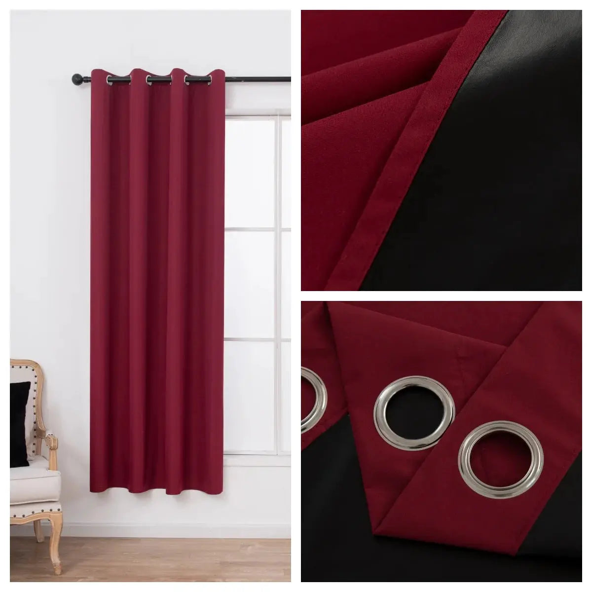 One Panel Solid Blackout Curtains With Grommets Privacy Drapes For Bedroom Living Room Home Decor Lightweight Curtains