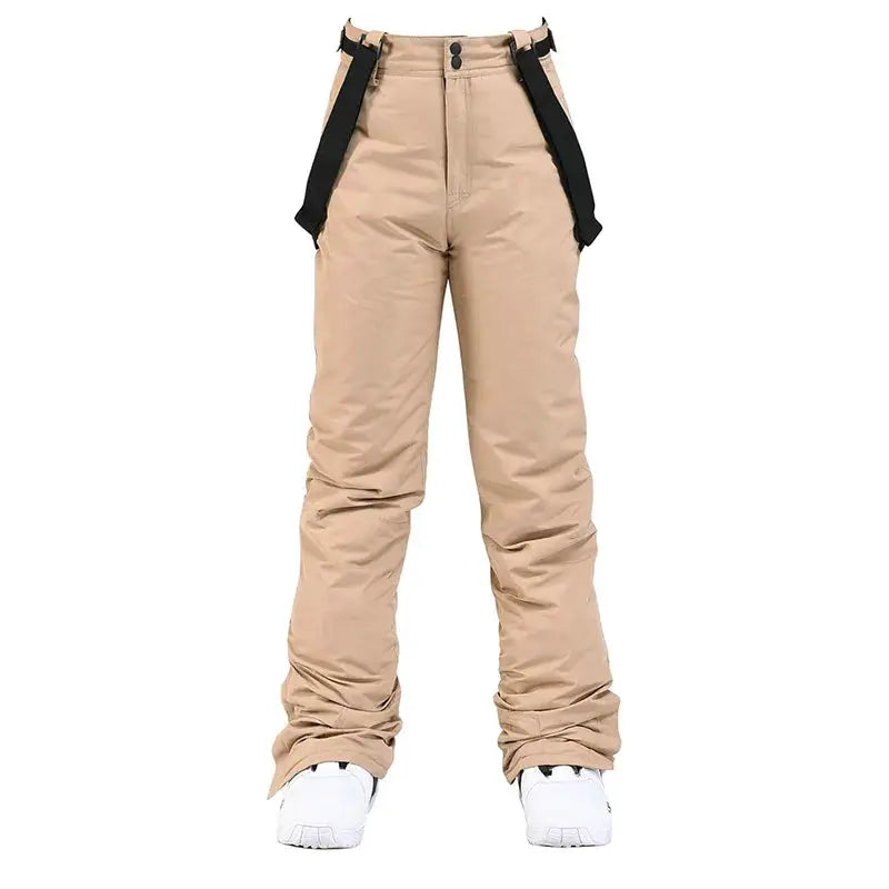 Women Winter Skiing Pants Warm Thick Windproof Waterproof Snowboard Suspender Trousers Plus Size