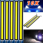 10-pack 17cm COB LED DRL strips in aluminum housing, waterproof daytime running lights with yellow LEDs