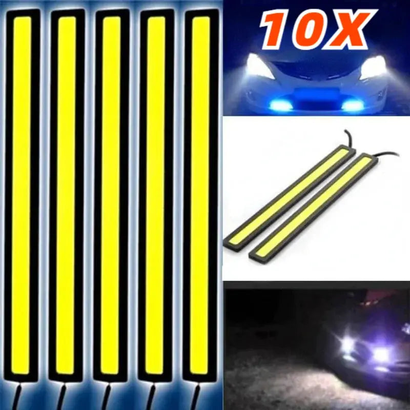 10 Pack 17cm LED DRL Waterproof Daytime Running Lights Strips 12V COB Car Aluminum Strips