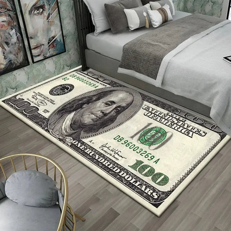 Colorful Dollar Money Print Carpet Rug Large Area Non Slip Stain Resistant Entryway Bedroom Floor Mat Decoration