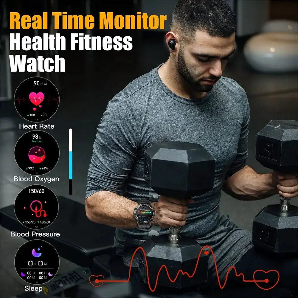 Mevaden Steel 1.39 Bluetooth Call Smart Watch MD52 IP67 Waterproof Fitness Tracker For Android iOS