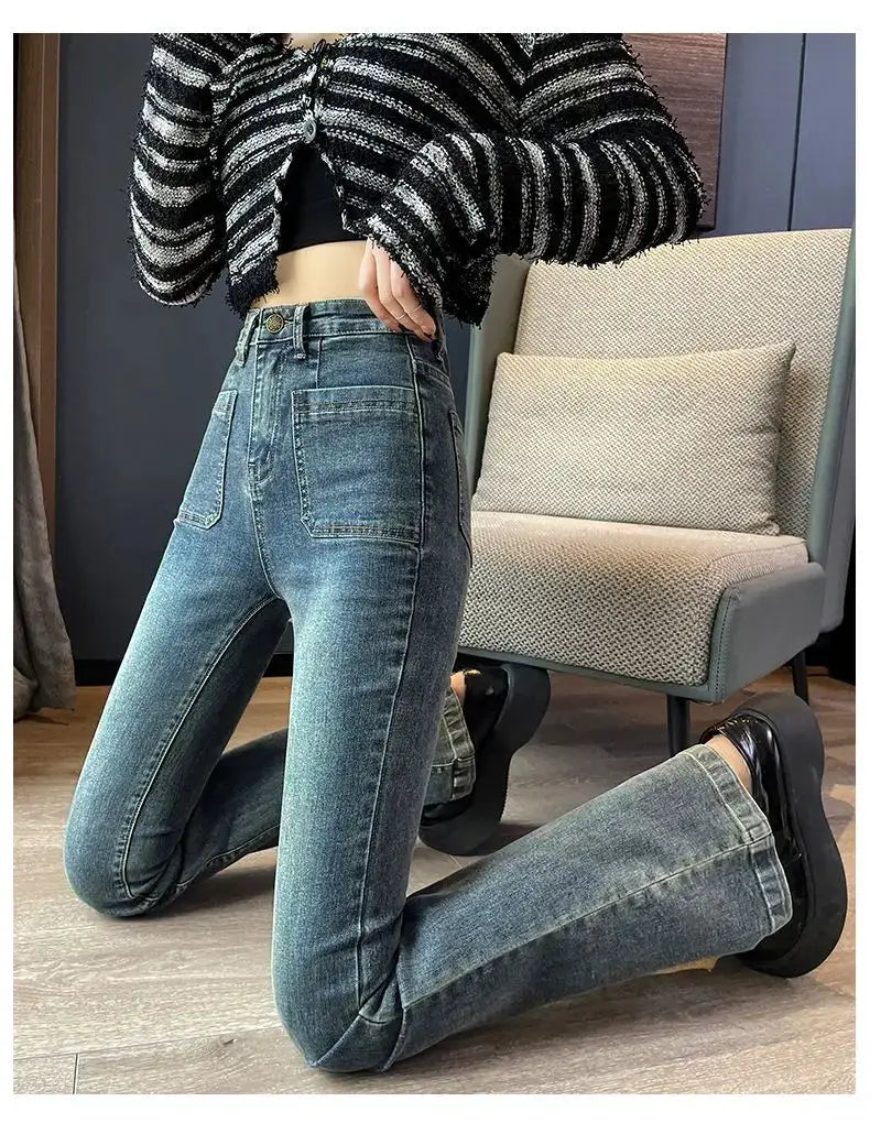 Y2K Loose Casual Denim Jeans High Waist Flared Bootcut For Petite Body
