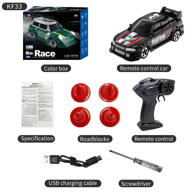 2026 KF20 1:64 Drift RC Car Four Wheel Drive Remote Controlled Racing Car Full Proportion Desk Competition Toy for Boys