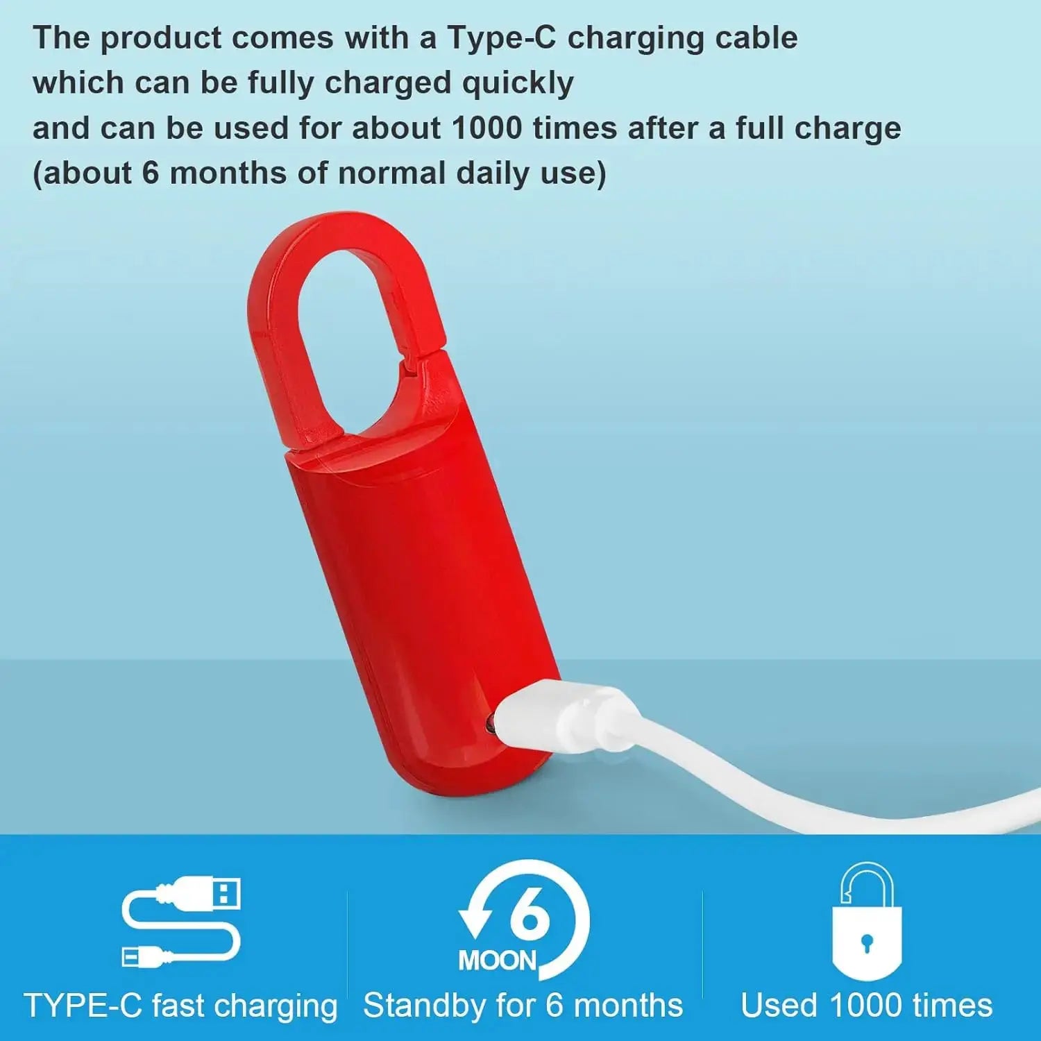 Mini smart fingerprint lock Simples Market red USB-C rechargeable for gym lockers.