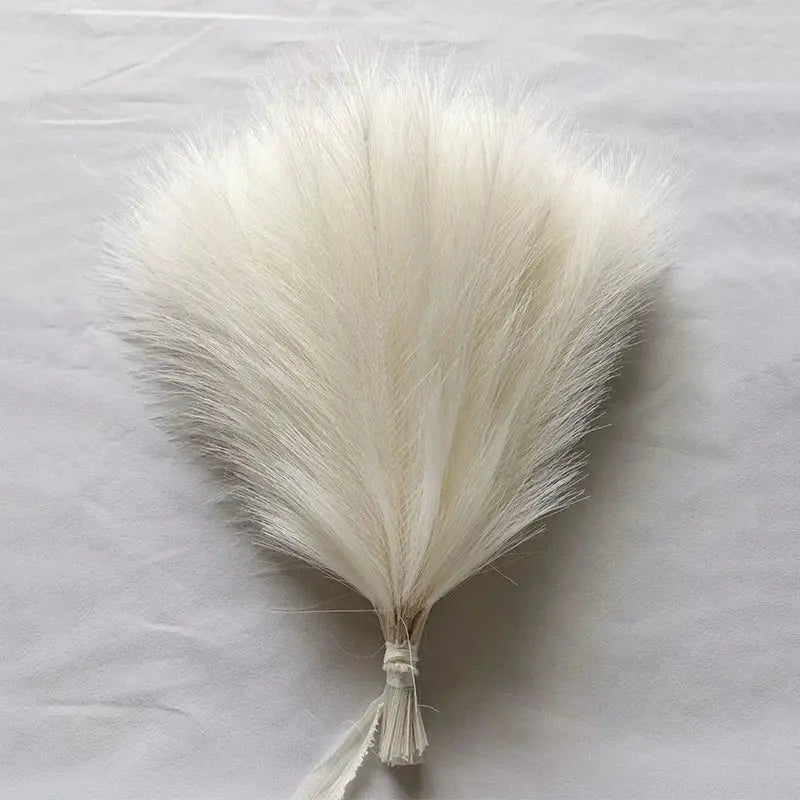 Artificial pampas grass bouquet, ivory fluffy plume, boho decor for wedding or home
