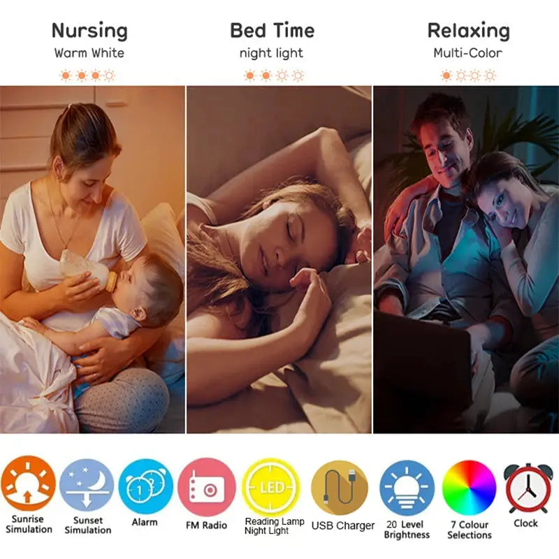 Sunrise Alarm Clock by Simples Market with sunrise/sunset simulation and night light
