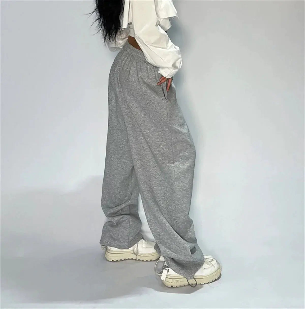 Harajuku Women Wide Leg Sweatpants For Spring And Fall Oversized Comfort In Smooth Polyester