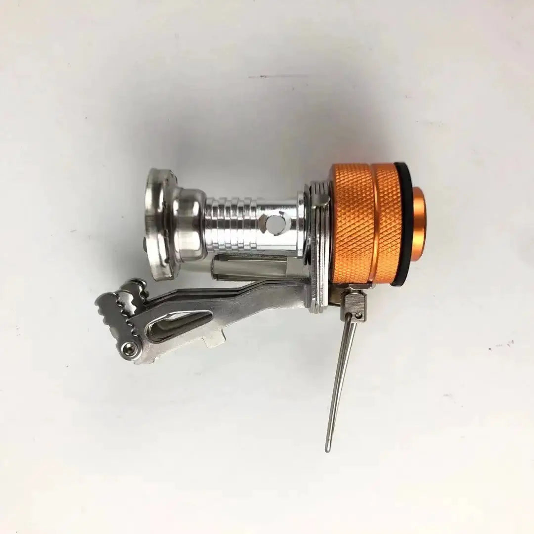 Simples Market portable aluminum camping gas stove with orange knurled ring, lightweight outdoor cooking furnace