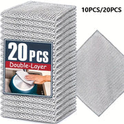 Simples Market 20 pcs silver steel-wire cleaning cloths, non-scratch double-layer iron microfiber mesh dish rags
