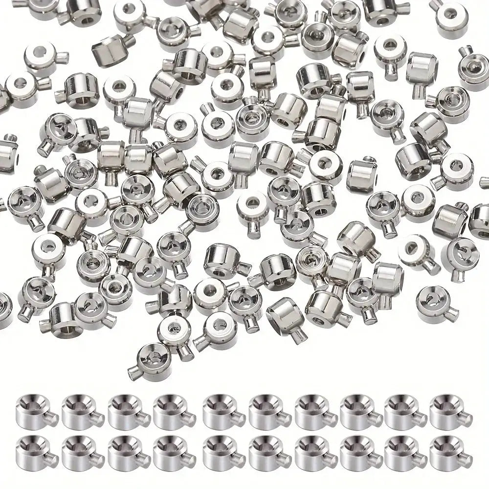 20 Pcs 3x4mm Copper Positioning Buckles Clasps With Bead Caps For DIY Necklace And Bracelet Connectors