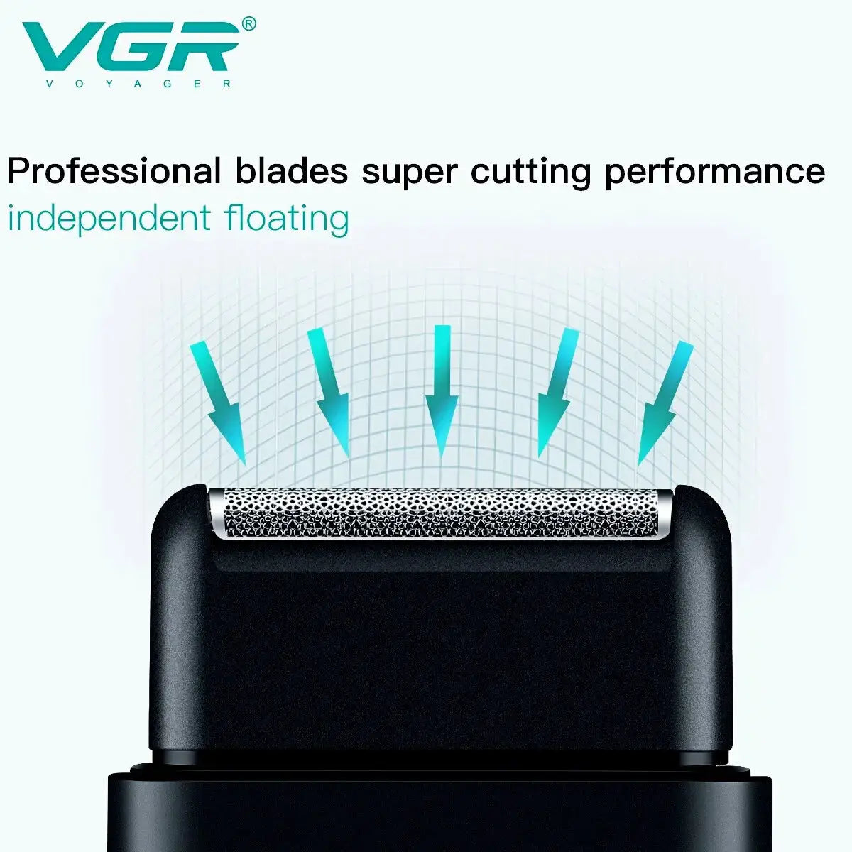 VGR electric shaver with independent floating blades, USB-charge beard trimmer