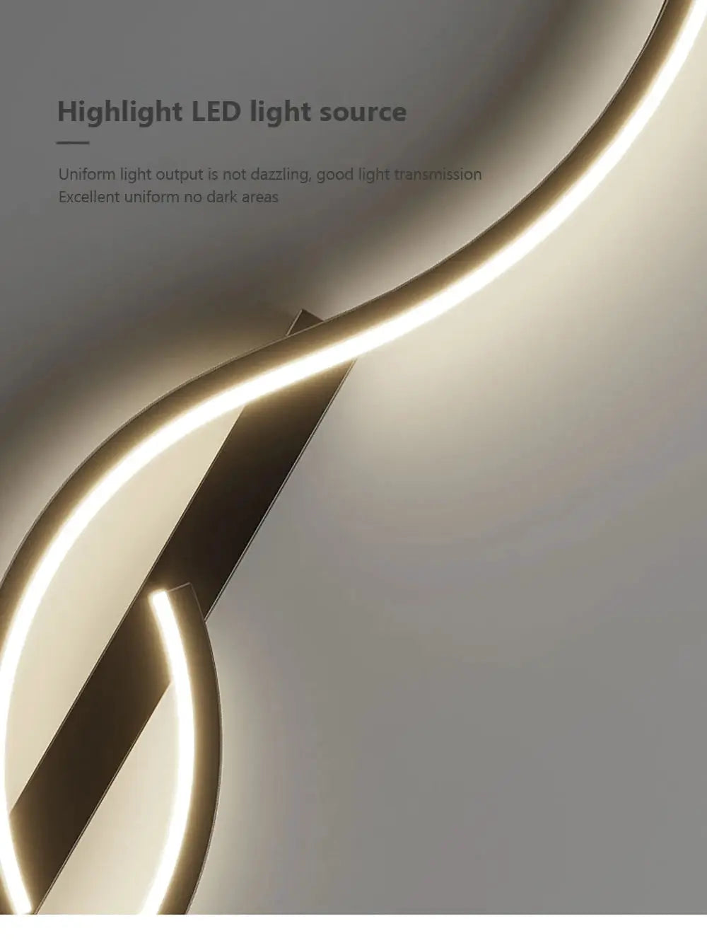 Simples Market modern LED wall lamp with curved strip light in dark metal finish