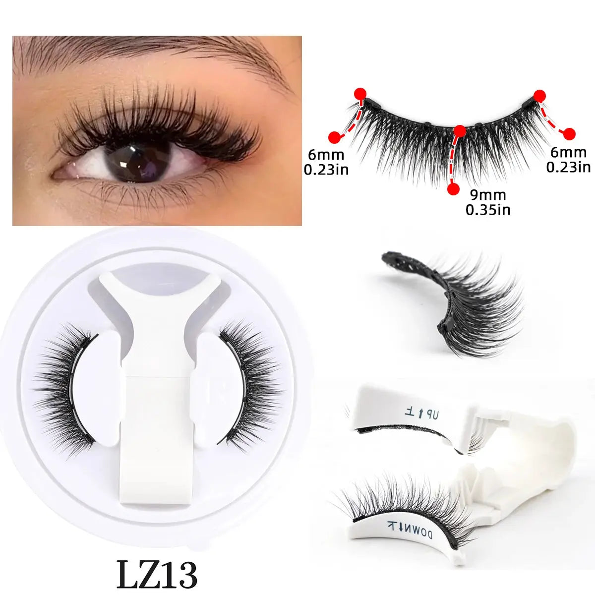 Magnetic Eyelashes Half Pair Handmade 3D Mink Reusable False Eyelashes Set Natural Long Look With Tweezers Tool