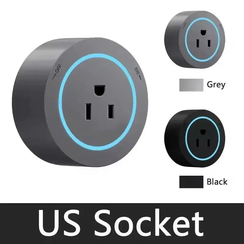 Simples Market US Socket wall outlet, surface-mounted, illuminated blue ring, USB-C, grey/black variants (3)