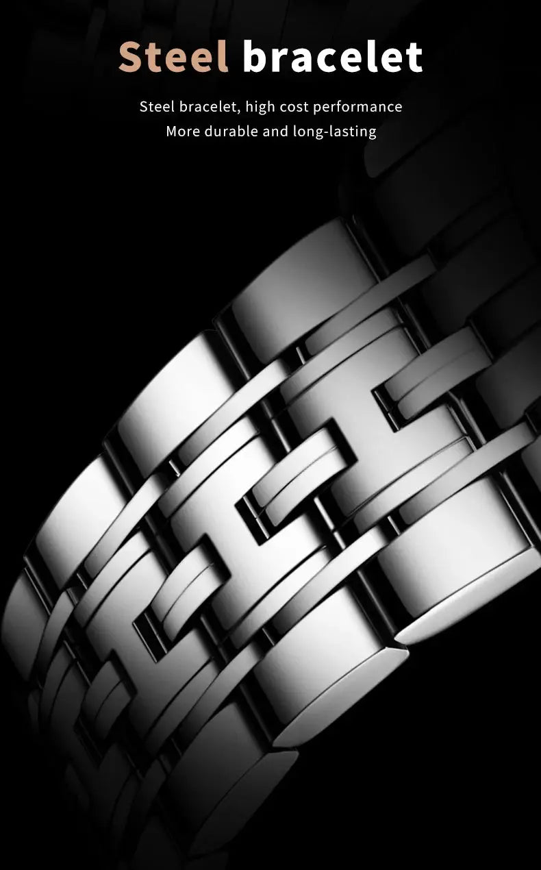 Men's stainless steel watch bracelet with interlinked links