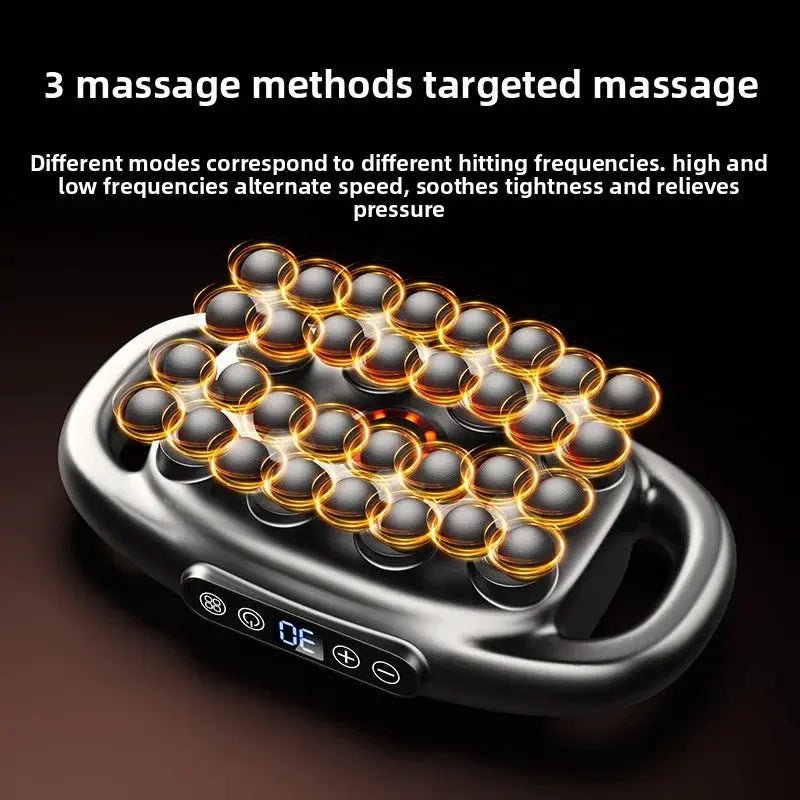 Simples Market 32-head wireless massage gun with red-light massage heads, black metallic body